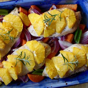 Baked Chicken with Carrots, Oranges, and Sweet Potatoes